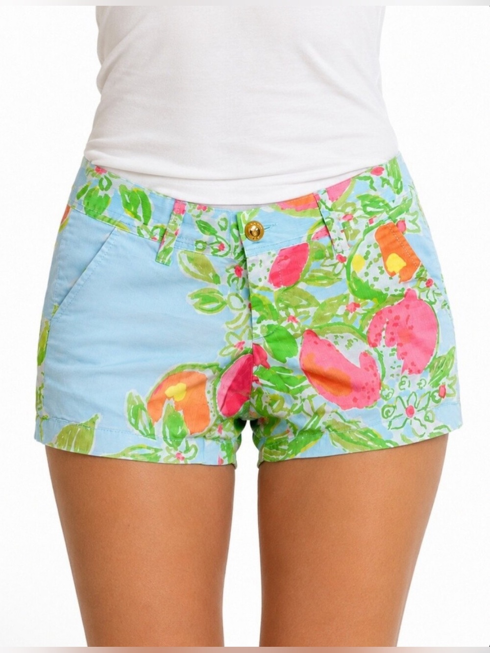 Lily Pulitzer Floral Callahan Shorts in Light Blue and Pink Size 4